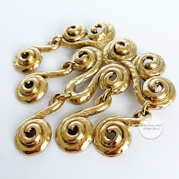 Alfred Sung Brooch Pin Etruscan Style Gold Metal Dangles Vintage - Picture 5 of 8